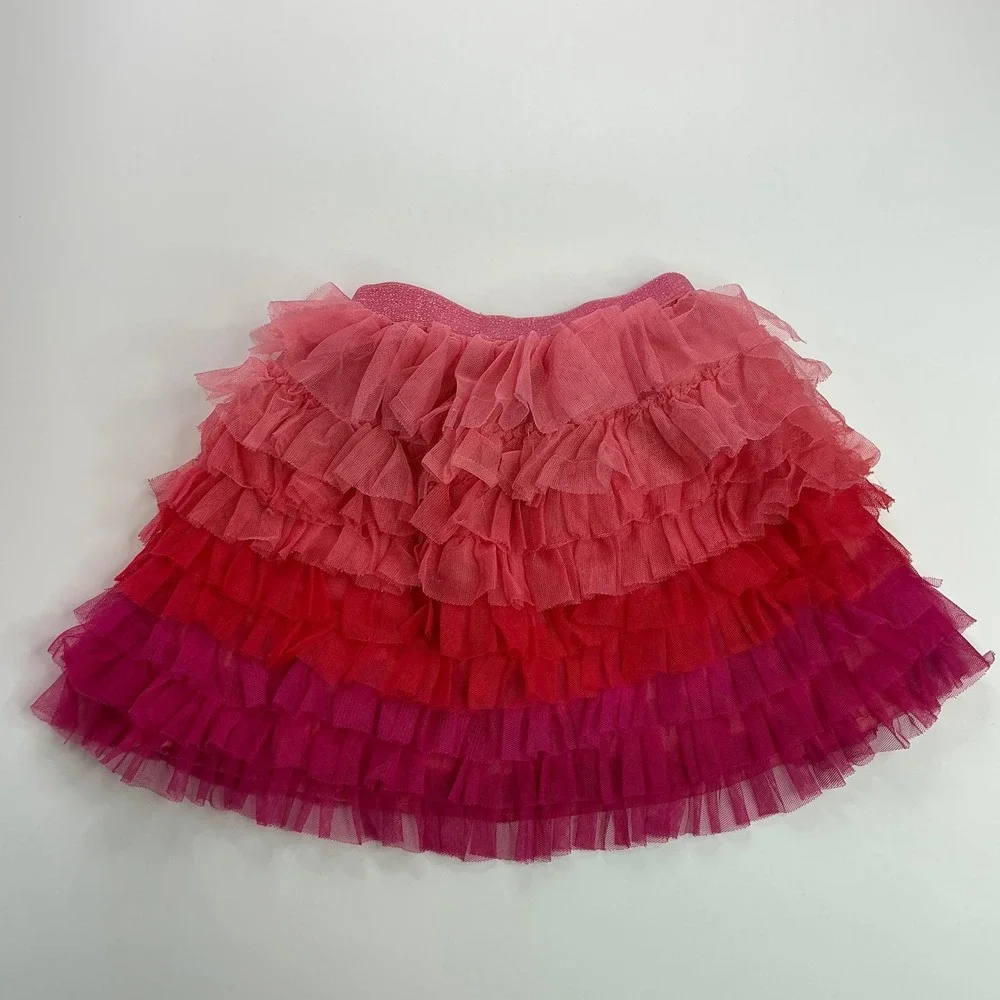 The Childrens Place Pink Ombre Tutu Skirt Kids Size 5/6 Tiered Tulle Ruffle